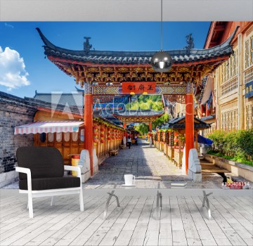 Picture of Traditional Chinese wooden gate the Old Town of Lijiang China